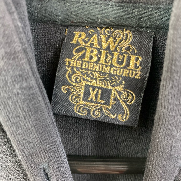 Vintage Y2K Raw Blue Hoodie Black Full Zip Vindication Skull Womens Fits Medium - Picture 6 of 7